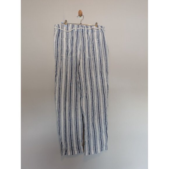 Sigrid Olsen Large Pull on Linen Blend Pants Lagenlook Stripe - Picture 2 of 4
